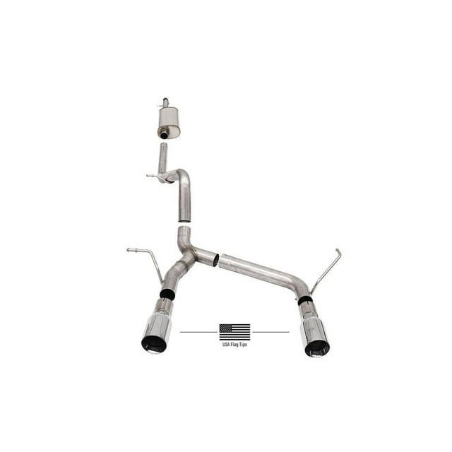 Fits 2018-2023 Jeep Wrangler JL Corsa Performance Exhaust System Kit 21124USA Sport Sound Level Cat Back System; Stainless Steel; With Muffler; 2-3/4 Inch Pipe Diameter; Single Exhaust With Dual Exit