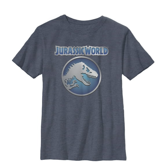 Boy's Jurassic World Circle Logo  Graphic Tee Navy Blue Heather Medium