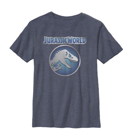 Boy's Jurassic World Circle Logo Graphic Tee Navy Blue Heather Medium