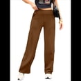 thumbnail image 3 of Pantalones de Yoga para Mujer, de Pierna , con Bolsillos, Cintura Alta, Elásticos, Informales, Deportivos. Marrón Oscuro L, 3 of 6