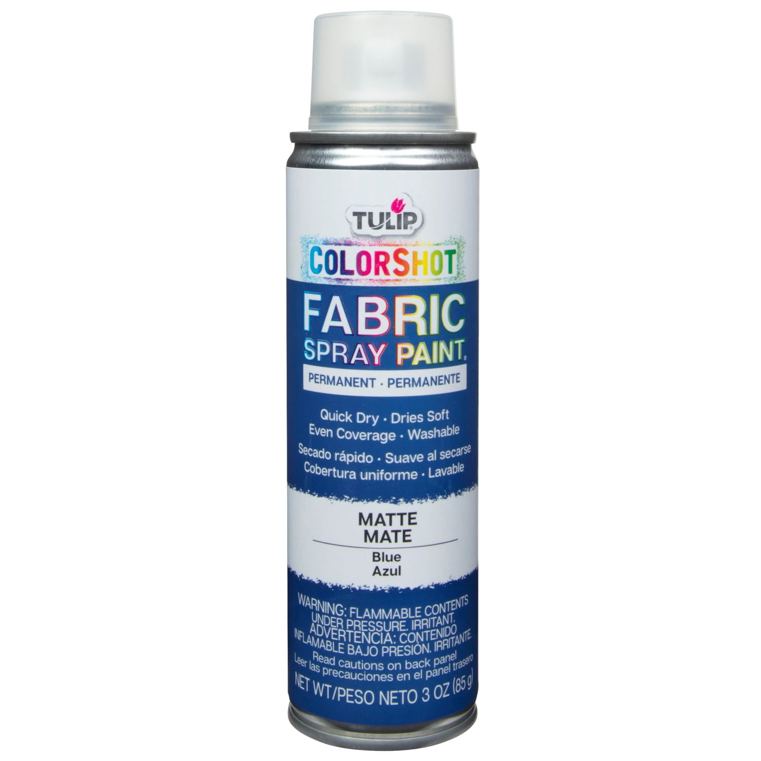 Tulip Color Shot Instant Fabric Spray Paint, 3 fl. Oz. Blue, Quick Dry and Permanent