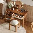 thumbnail image 2 of Retro 39" Walnut Vanity Set with 4 Drawers and USB / Sturdy and Organized Bedroom Furniture, 2 of 5