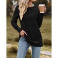 thumbnail image 4 of Women Top Tunic Sweater 2XL Pullover Ribbed Knit Comfort Lady Long Sleeve Autumn Daily Loungewear Relaxed Fit Stripe Cogild, 4 of 5