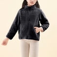 thumbnail image 2 of KAUOD Girls Full Zipper Mock Neck Jackets Fleece Soft Christmas Winter Coats Kids Long Sleeve Warm Plush Outwear with Pockets, 2 of 5
