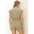 thumbnail image 3 of HYFVE Womens Sheer Attitude Button Front Romper (Large, Olive), 3 of 5