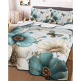 thumbnail image 3 of Quilts Twin XL Size, Teal Tulip Butterfly Soft Comforter Bedding Set for Bed, Beige Turquoise Floral Blue Coastal Lightweight Quilted Bedspread with Pillow Cover(2 Pieces) for All Season, 68x98 Inch, 3 of 6