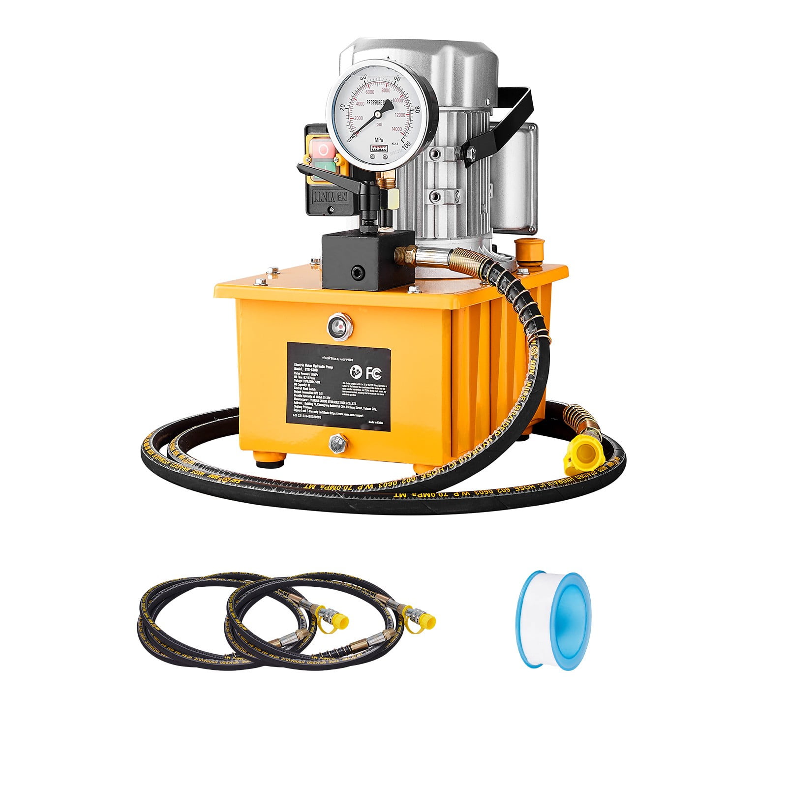 BENTISM Electric Hydraulic Pump Single Acting Oil Pump 10000 PSI 8L Manual Valve