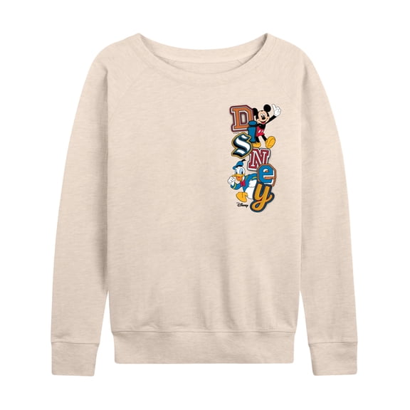 Disney - Faux Patch - Women's French Terry Long Sleeve Pullover