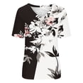 thumbnail image 4 of ICHUANYI Clearance Women V-neck Floral Print T- Fashion Comfortable Female Blouses Tops(White, S) ICHUANYI WER2023081000074, 4 of 5