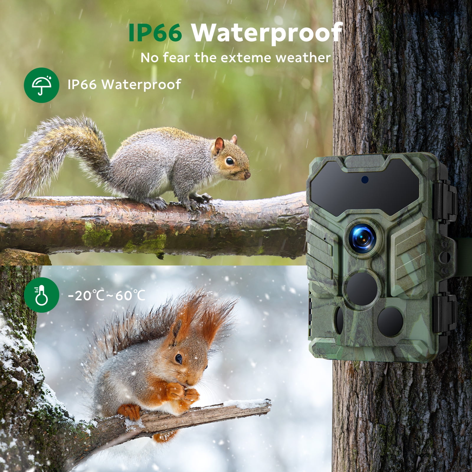 CAMPARK 2 PACK Trail Camera 32MP Hunting Game Camera with PIR Motion Detection 120° Wide Angle - Night Vision  IP66 Waterproof