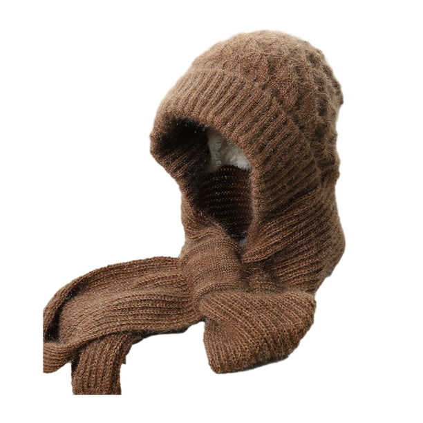 Minnieouse Bufanda con capucha de moda y cálida de AcrylicFibers para regalo pensativo de amplia aplicación de invierno Sombreros Café