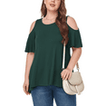 thumbnail image 2 of JuneFish Women's Plus Size Cold Shoulder Tunic Top Summer Short Sleeve Blouse, 2 of 7