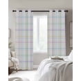 thumbnail image 2 of White Plaid Grid Blackout Curtains 96 Inch Length 2 Panels Set, Colorful Line Modern Simple Geometric Full Shading Curtains for Windows, Blackout Curtains for Bedroom Living Room 52"x96", 2 of 8