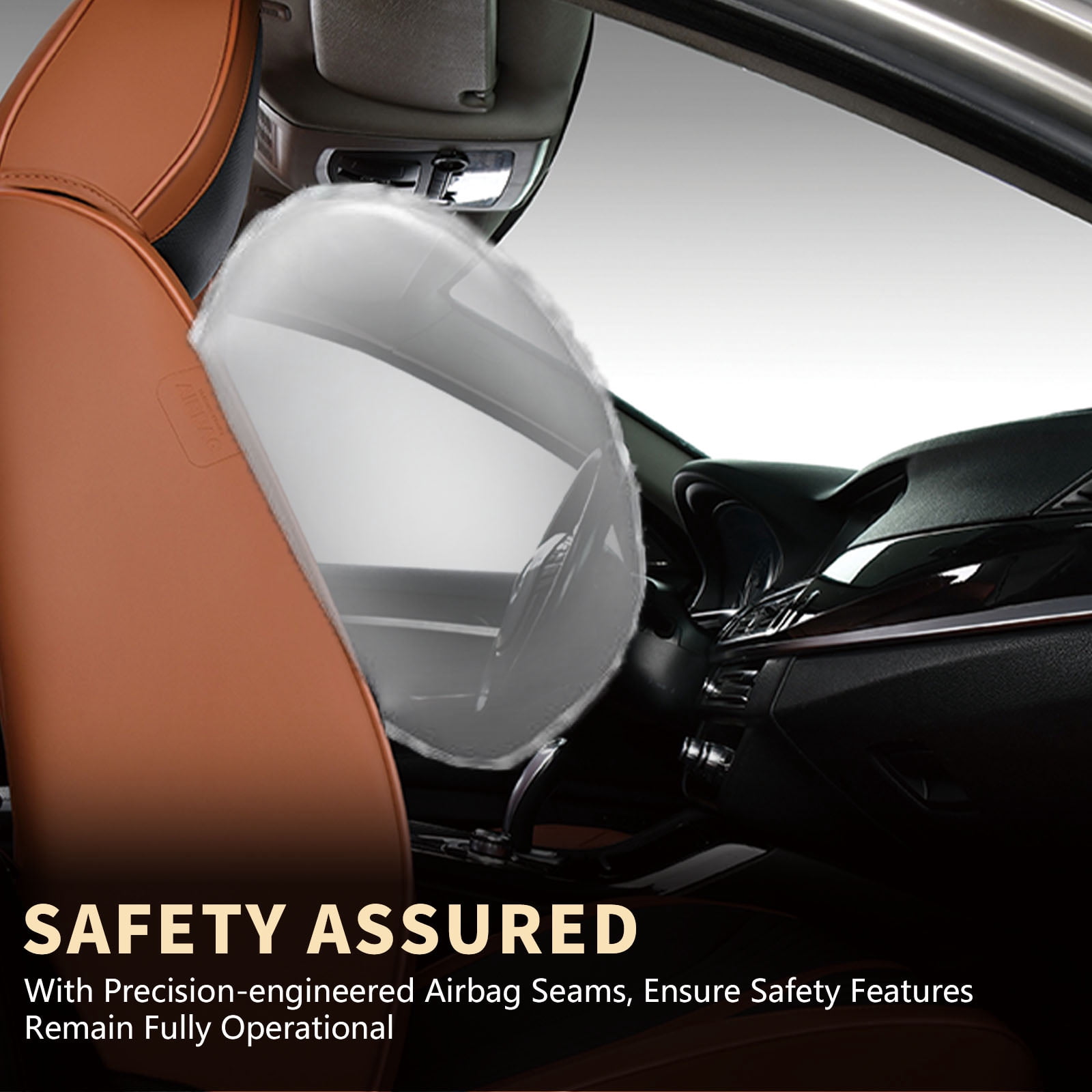 FLORICH Front Car Seat Covers, Luxury Faux Leather Seat Protectors, Automotive Seat Cushions Universal Fit for Most Cars Trucks SUV, Brown
