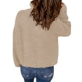thumbnail image 4 of Seyurigaoka Women Waffle Kint Pullover Tops Long Sleeve Stand Collar Zipped Oversized Slouchy Sweater for Casual Daily, 4 of 5