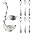 thumbnail image 1 of baomifa-Coffee Spoon Set, Creative Coffee Spoon Holder 6pcs Small Espresso Spoons with Swan Base Holder Mini Silver Dessert Spoons for Coffee Dessert Sugar Ice Cream Spoons, 1 of 4