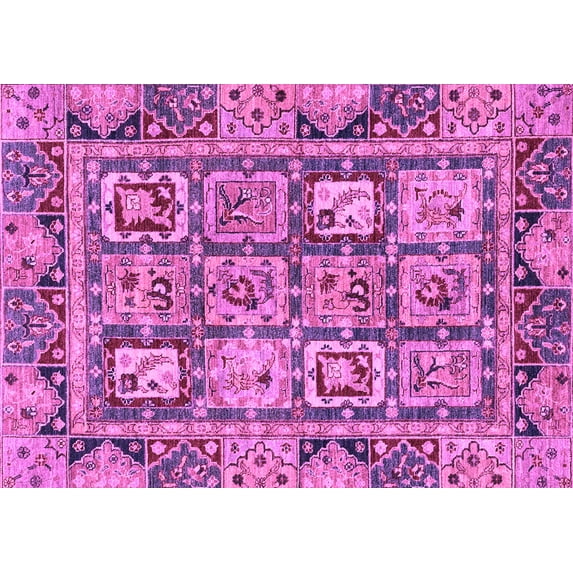 Ahgly Company Indoor Rectangle Abstract Purple Modern Area Rugs, 2' x 5'