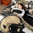 thumbnail image 4 of jejeloiu Football Sport Helmet 7pcs Bedding Comforter Set,Gold White Black Queen Bedding Sets For Boys Teens Reversible, 4 of 8