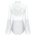 thumbnail image 4 of Yartina Women's Flared Sleeve Gymnastics Leotards Backless Ballet Dance Leotard Figure Skating Jumpsuit White XXL, 4 of 7