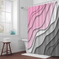thumbnail image 5 of Pink Grey Modern Geometric Fabric Shower Curtain Abstract Beach Washable Shower Curtains for Bathroom, Waterproof Bath Curtain with Hooks Home Decor 72x84in, 5 of 8