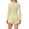 thumbnail image 3 of INSPIRE CHIC Women's Lounge Set Long Sleeve Pajamas Button Shirts with Shorts 2 Piece Y2k Workout Sets XS Yellow, 3 of 5