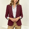 thumbnail image 5 of DYTTDG Women's Solid Ruched 3/4 Sleeve Blazer | Open Front Lapel Work Suit Jacket with Single Button & Pockets, Lightweight Office Blazer, 5 of 8
