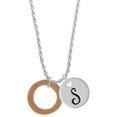 thumbnail image 1 of Delight Jewelry Acrylic 7/8" Ring Goldtone Silvertone Script Initial Disc - S - Charm Necklace, 20"+3", 1 of 4