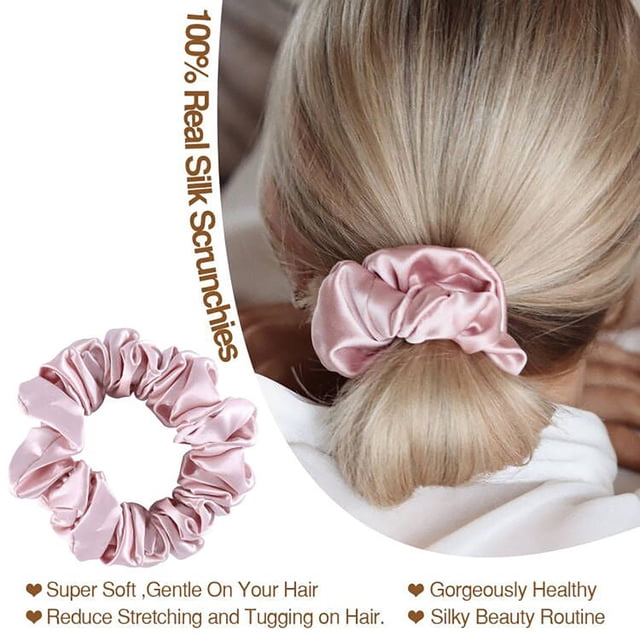 Satin Set Scrunchie Ropes Accessories Hair Ties Colours Elastic Ponytail Silk Headband,Pink Woven Hair Rope