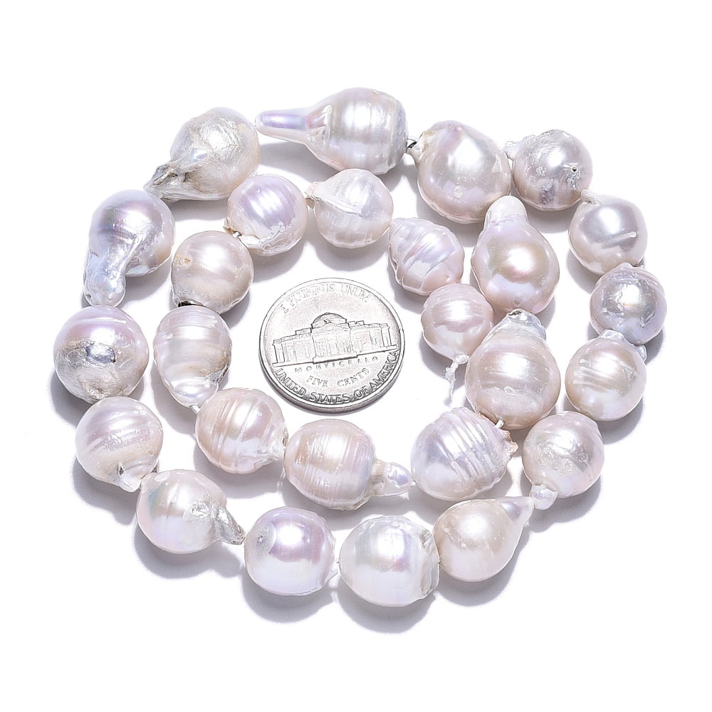 Natural Baroque Pearl Keshi Pearl Beads Strands Cultured Freshwater Pearl Nuggets Seashell color 12~28x10~16x10~15mm Hole: 0.6mm 24~34pcs/strand 15.35 inch~15.75 inch(39cm~40cm)