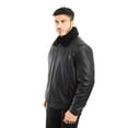 thumbnail image 2 of Reed Men's Smooth Lamb Touch Faux Leather Detachable Fur Collar Classic Jacket (5X, Black), 2 of 7