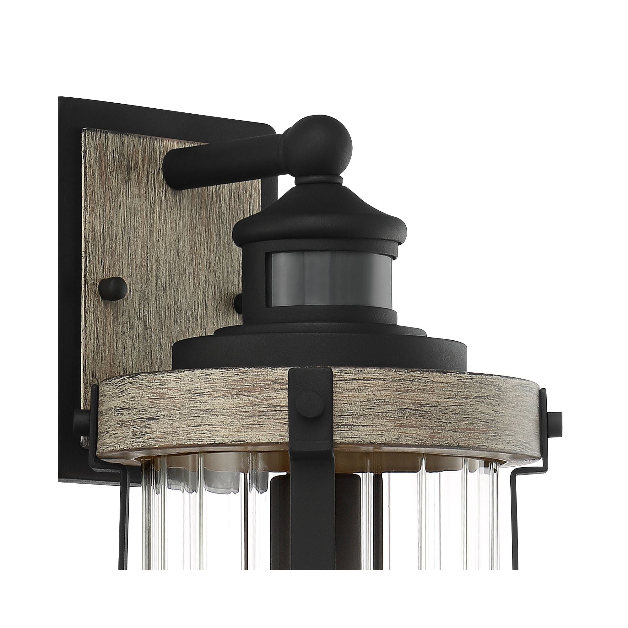 John Timberland Stan Industrial Outdoor Wall Light Fixtures Set of 2 Gray Black Motion Sensor Dusk to Dawn 15 1/2" Clear Glass for Post