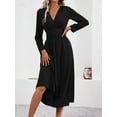thumbnail image 5 of Women'S Long Sleeve Maxi Dress Fall Trendy Elegant V-Neck Flowy Wedding Guest Holiday Formal Long Dresses Black XL, 5 of 9