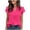 *Hot Pink, variant on ClodeEU Women's Summer V-Neck Ruffle Short Sleeve Top,Solid Color Casual Shirt with Double Layer Sleeves Red,Womens Plus L