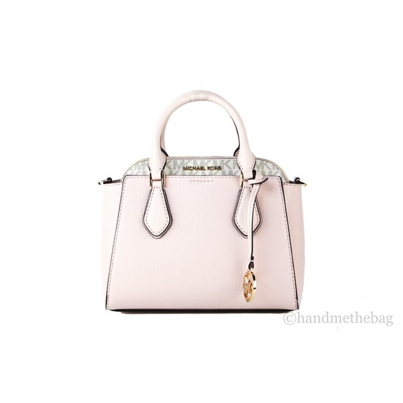 Michael Kors Daria Small Pebble Leather/Pvc 2 In 1 Satchel Dome Crossbody Handbag (Powder Blush Multi)