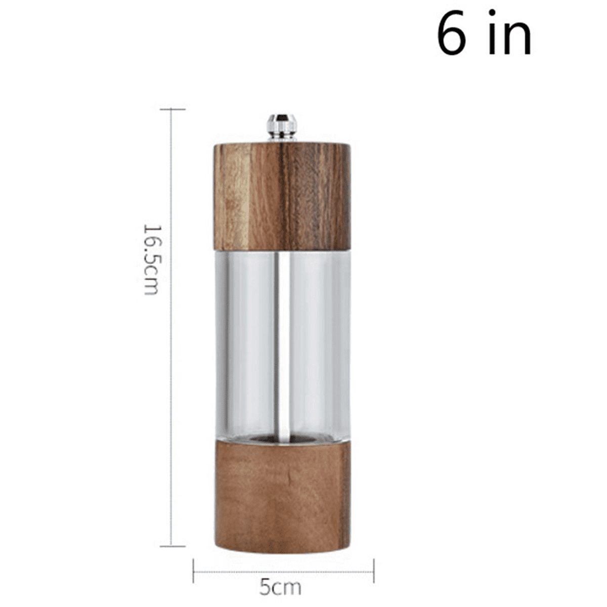 4X Pepper Grinder Transparent Pepper Mill Salt Grinding Ceramic Core Multipurpose Seasoning Bottle Cruet 6 Inches