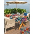 thumbnail image 4 of Outdoor Tablecloth with Umbrella Hole and Zipper, Boho Teal Flower Rectangle Table Cloth 60x120 Inch Waterproof Tablecloth, Spring Bohemia Chic Red Yellow Floral Picnic Table Cover for Patio Camping, 4 of 7
