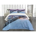 thumbnail image 3 of Ambesonne Winter Quilted Bedspread Set 3 Pcs, Majestic Sunrice Ski, King Size, Multicolor, 3 of 5