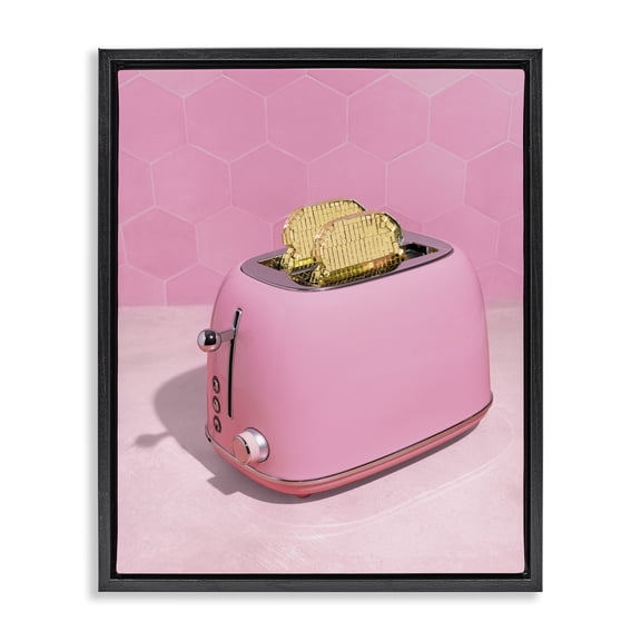 Stupell Industries Eclectic Golden Toaster over Pink Black Floating Frame Canvas Art, 17 x 21, by LISH Creative
