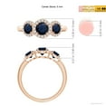 thumbnail image 4 of ANGARA Natural Round Sapphire Three Stone Halo Ring with Diamonds in 14K Rose Gold for Women (Size-5mm) | September Birthstone, Anniversary, Jewelry Gift for Women | Natural Blue Sapphire Ring, 4 of 9