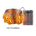 thumbnail image 2 of Pumpkin LED String Lights with Warm White Bulbs, Battery Operated Halloween Garland for Mantel, Porch, Window, Table, Bedroom, Party, Fall Harvest and House Decor, Brown2, 2 of 6