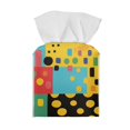 thumbnail image 2 of FUIALDOLG Leather Tissue Box Cover Square 5.1x5.1x5.5'' Waterproof Tissue Box Holder with Metal Button for Car, Bathroom, Kitchen,Home Decor (Colorful Polka Dots), 2 of 7