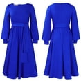 thumbnail image 2 of Women's Pleated Loose Swing Casual Dress Knee Length Flowy Work Wrap Dress, 2 of 8
