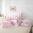 thumbnail image 4 of 7 Pieces Cartoon Bowknot Comforter Twin,Ballet Shoes Dance Lover Princess Bedding Set,Watercolor Bow Tie Patchwork Dreamy（Comforter+Fitted+Flat Sheet+2 Pillowcases+2 Throw Pillow Covers）, 4 of 5
