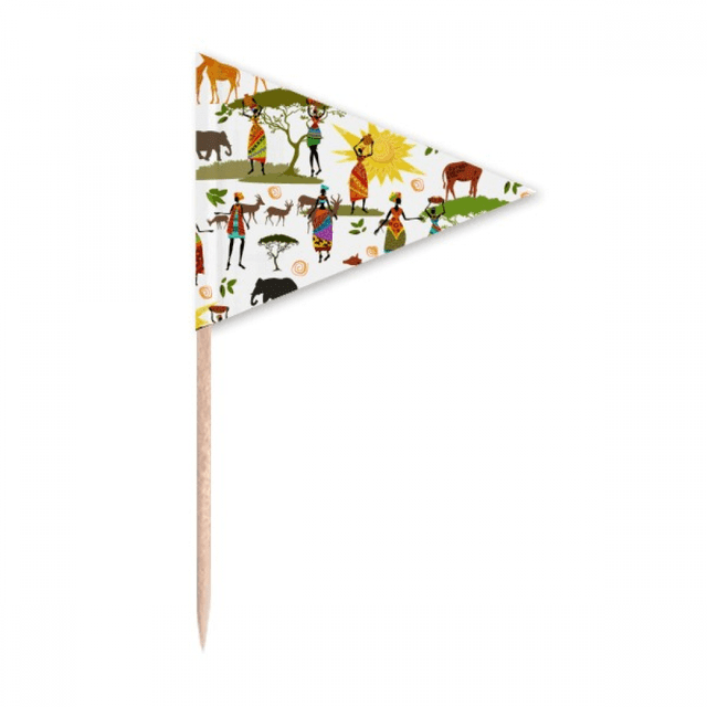 Drapeaux pour Femmes Savane Africaine Cure-Dents Animaux Triangle Toppers de Cupcake