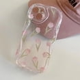 thumbnail image 3 of Flower Phone Case for iPhone 13 Pro, Japanese Korean Cute 3D Clear Pink Wavy Edge Tulip Flower Phone Cover with Tulip Holdstand for Women Girls, 3 of 6