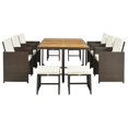 thumbnail image 3 of 11-Piece Patio Furniture Set Patio All-Weather PE Wicker Dining Table Set with Wood Tabletop for 10 Brown Rattan+Beige Cushion My Lux Decor Round, 3 of 6