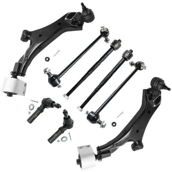 Detroit Axle - Front Lower Control Arms for 2010-2017 Chevy Equinox GMC Terrain 2.4L, 2011 2012 2013 2014 2015 2016, 2 Lower Control Arms w/Ball Joints, 4 Tie Rods, 2 Sway Bar Links Replacement