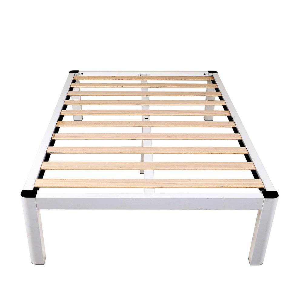 Intellibase 18 Deluxe White Metal Platform Bed Frame With Wooden Intellibase 18 Deluxe White Metal Platform Bed Frame With Wooden Slats King Com