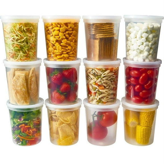 32 oz [48 Sets] Microwavable Storage Containers with Lids BPA FREE