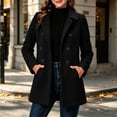 thumbnail image 2 of Edvintorg Womens Trench Coat Turndown Collar Loose Casual Long Jacket Solid Color Long Sleeve Outerwear with Pocket Womens Clothing Black S-2XL, 2 of 6
